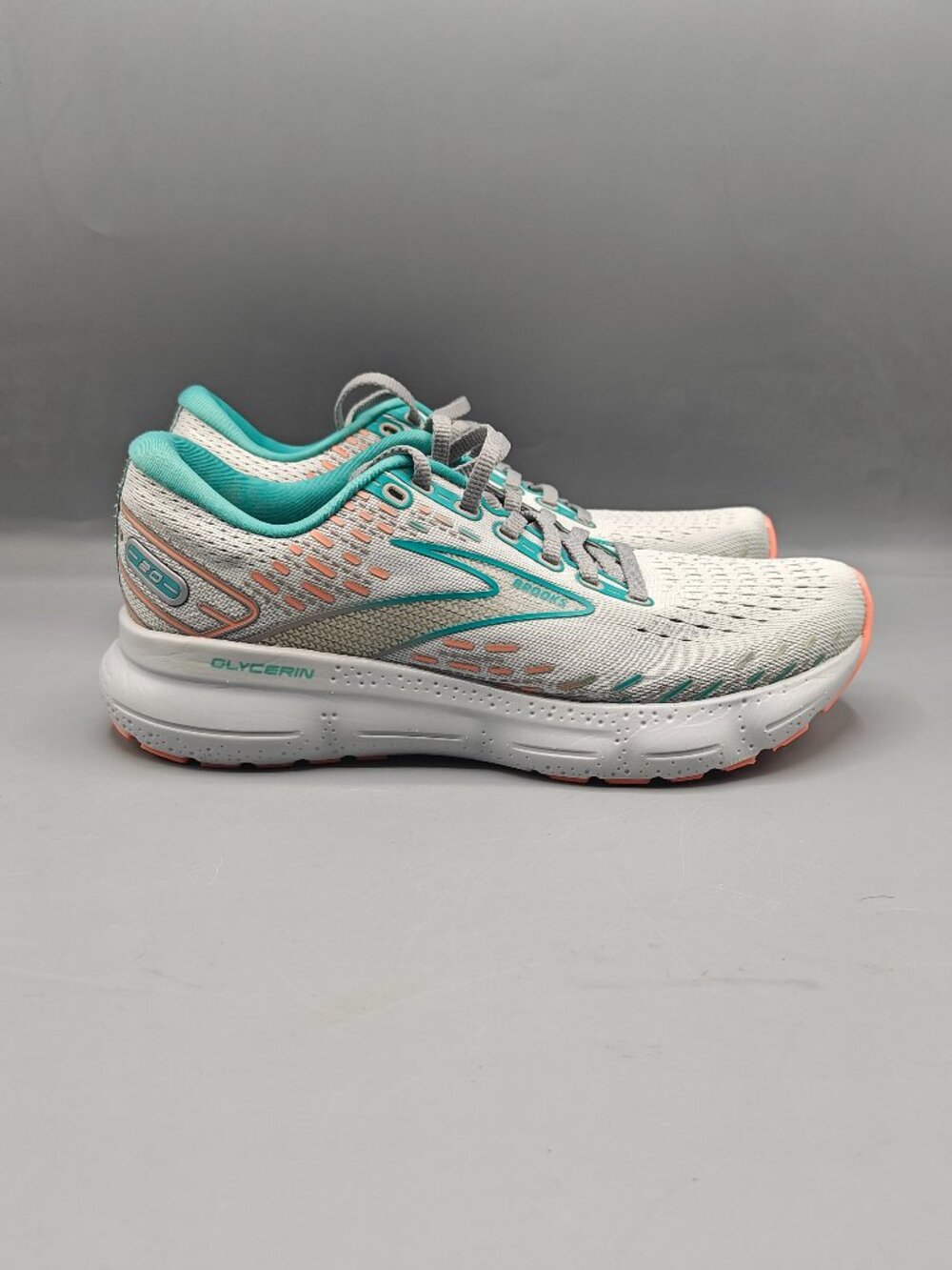 Brooks Glycerin 20 Oyster Latigo Bay Coral Running Shoes US Women's 7 B